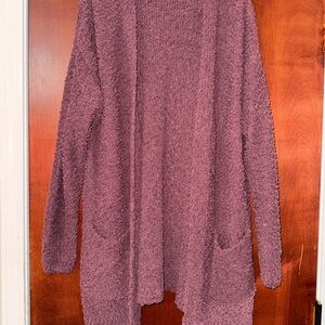 Zenana 1X Popcorn Cozy Mauve Open-Front Cardigan